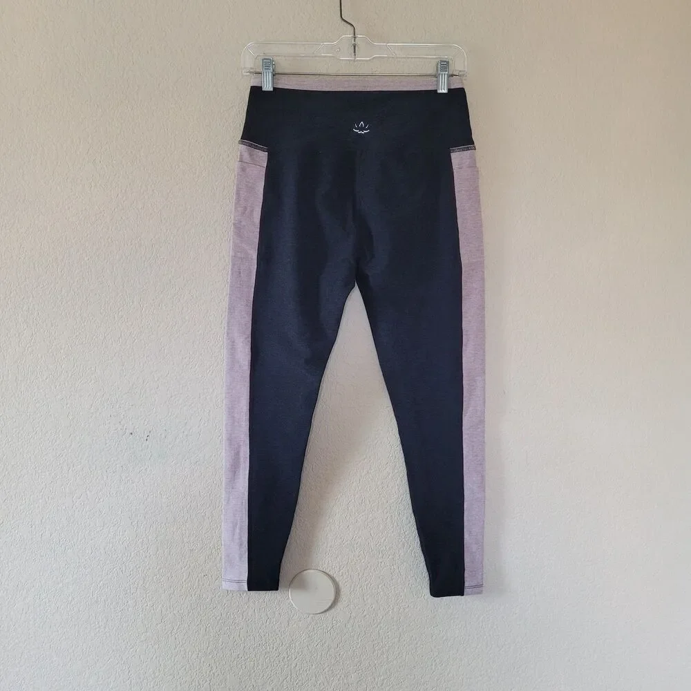 Beyond Yoga LeggingsWomen Large Gray Block Crossover Spacedye High Rise 7/8 Yoga